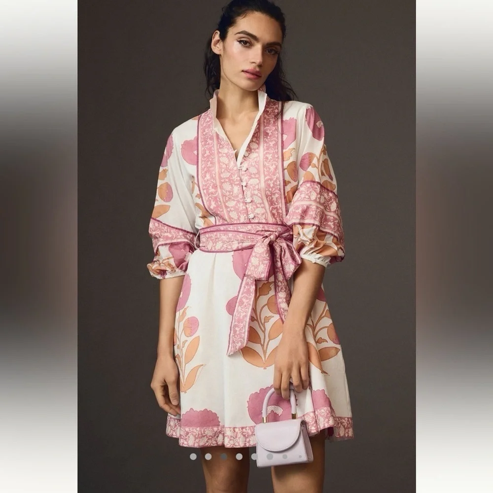 Anthropologie Sue Sartor flounce shorty dress L - Picture 1 of 16